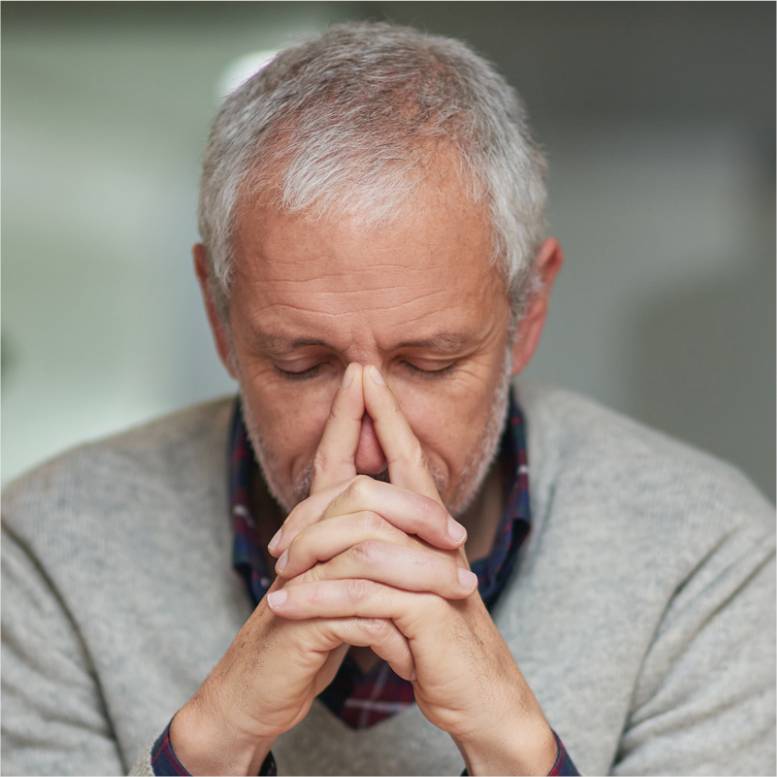 An older man with sinus pain